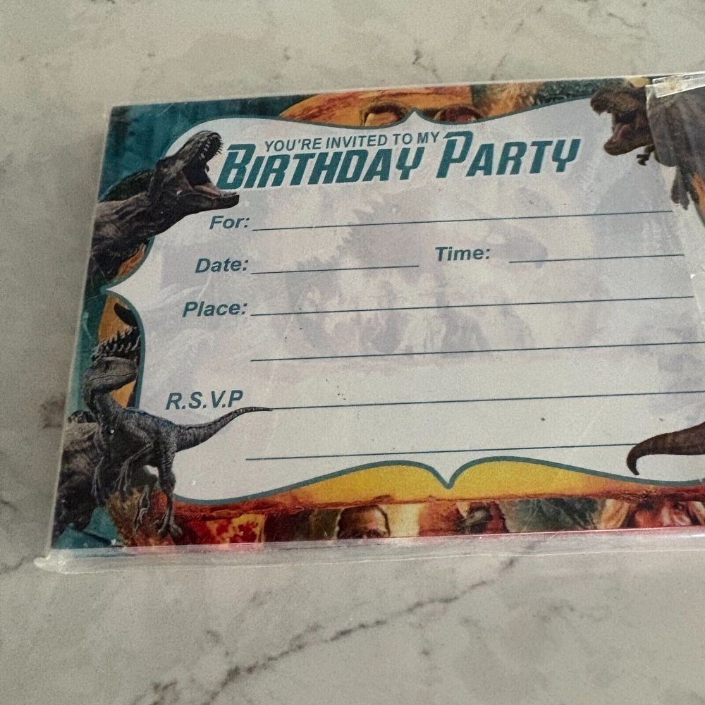 Jurrasic World Dinosaur‎ Birthday Invitations NO Envelopes - 24 Pack By ChezMax
